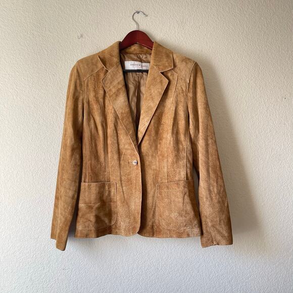 Andrew Marc Jackets & Blazers - Y2k Andrew mark tan‎ suede blazer jacket size medium